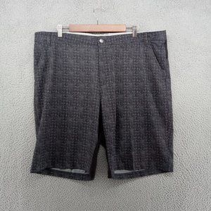 Adidas Shorts Mens Size 42 Black Gray Cross Hatch Print Lightweight Elastic Wais